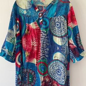 Funky bright cotton tunic blouse from Thailand